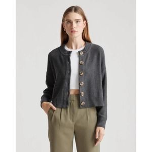 100% Organic Cotton Cropped Cardigan Large Charcoal